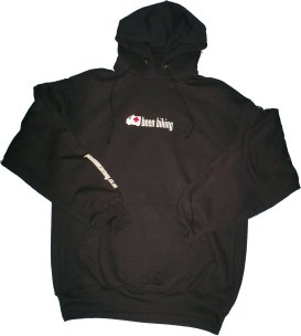been biking Black hooded sweatshirt with backprint been biking Black hooded sweatshirt with backprint